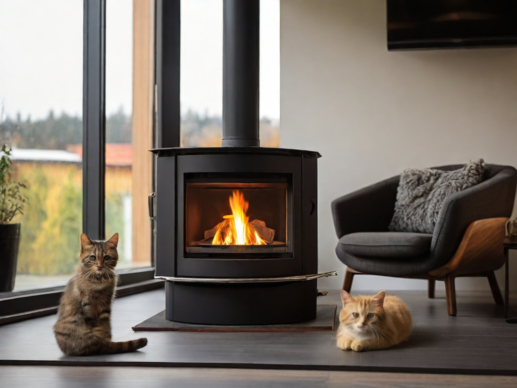 Default pellet stove with chimney in a modern house with a sma 0 5
